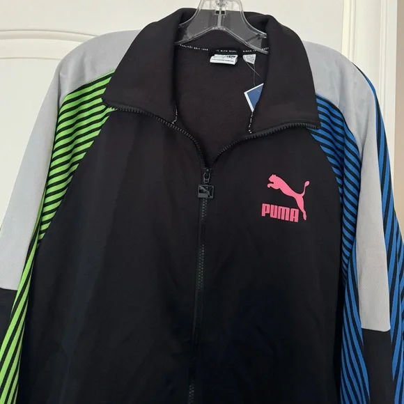 Brand new “Puma”men’s full zippered sweatshirt.Size-L,color-black(multicolor)💚 - Picture 3 of 8